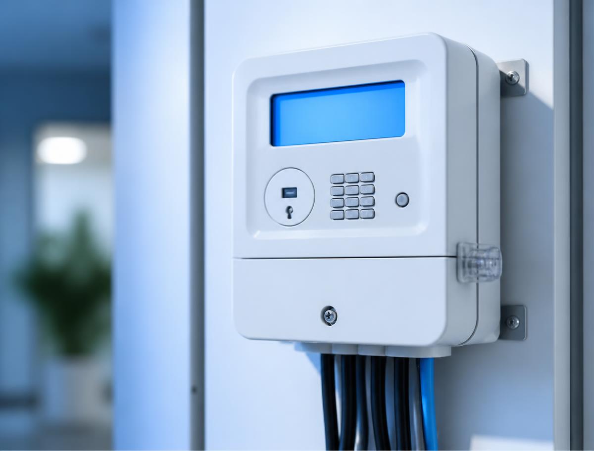 Modern prepaid electricity meter with a digital display